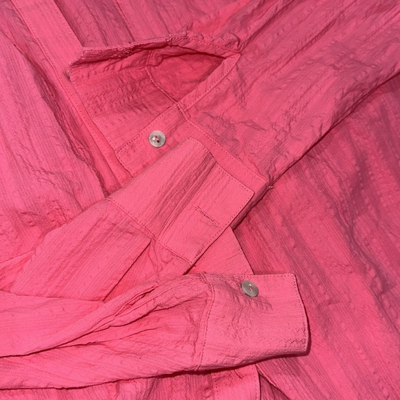 Time and Tru Vibrant Pink button down Shirt size XLarge cotton fabric - Picture 7 of 7